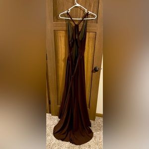Brown spandex/polyester evening dress